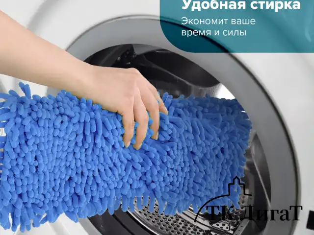 Швабра с флаундером 40 см, черенок 80-120 см, еврорезьба, насадка МОП микрофибра СИНЕЛЬ, индивидуальная упаковка пакет, LAIMA, 606314