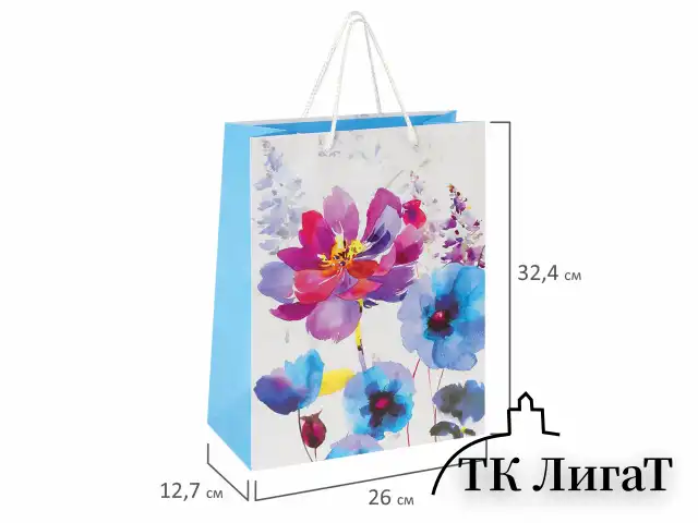 Пакет подарочный 26x12,7x32,4 см, ЗОЛОТАЯ СКАЗКА "Весенний букет", ламинированный, 606585