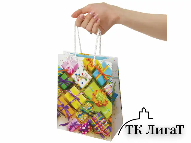 Пакет подарочный 17,8x9,8x22,9 см, ЗОЛОТАЯ СКАЗКА "Яркие подарки", ламинированный, 606591