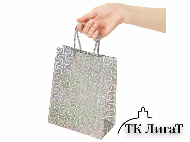 Пакет подарочный 17,8x9,8x22,9 см, ЗОЛОТАЯ СКАЗКА голография, ассорти 4 цвета, 606606