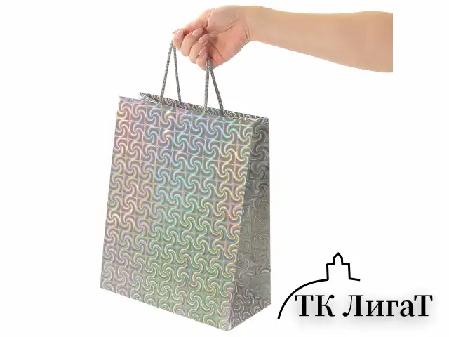 Пакет подарочный 26x12,7x32,4 см, ЗОЛОТАЯ СКАЗКА голография, ассорти 4 цвета, 606607