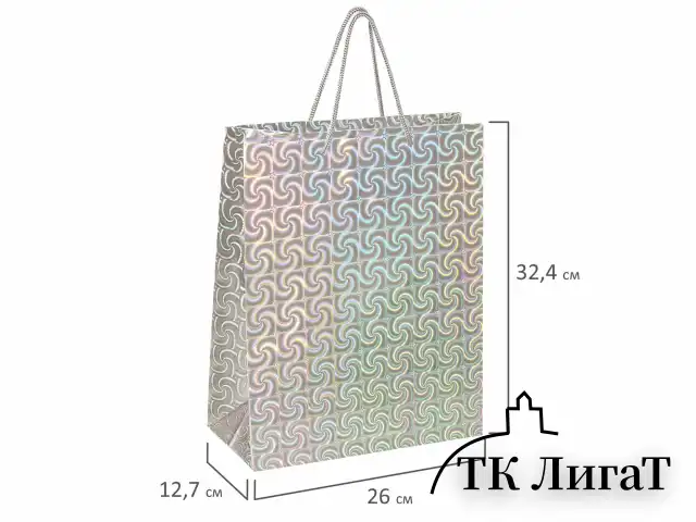 Пакет подарочный 26x12,7x32,4 см, ЗОЛОТАЯ СКАЗКА голография, ассорти 4 цвета, 606607