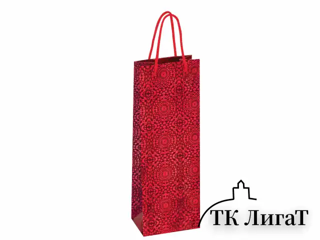 Пакет подарочный для бутылки 13x8,5x36 см, ЗОЛОТАЯ СКАЗКА голография, ассорти 4 цвета, 606608