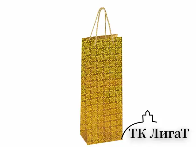 Пакет подарочный для бутылки 13x8,5x36 см, ЗОЛОТАЯ СКАЗКА голография, ассорти 4 цвета, 606608