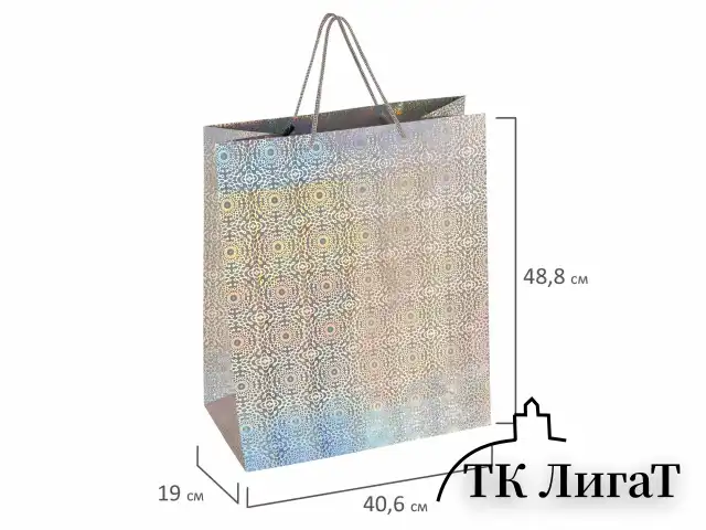 Пакет подарочный 40,6x19x48,8 см, ЗОЛОТАЯ СКАЗКА голография, ассорти 3 цвета, 606611