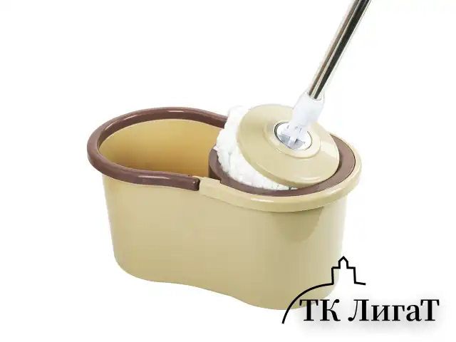 Швабра с отжимом и ведром 7 л/5 л LAIMA TONE MOP, две насадки в комплекте, бежевый, 607488