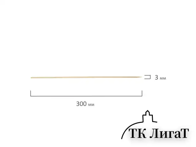 Шампуры для шашлыка бамбуковые 300 мм, 100 штук, БЕЛЫЙ АИСТ, 607571, 67