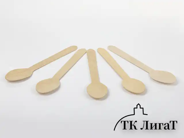 Ложка одноразовая деревянная 160 мм, КОМПЛЕКТ 100 шт., БЕЛЫЙ АИСТ, 607573, 61