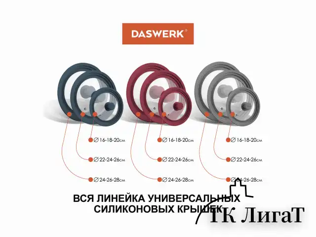 Крышка для любой сковороды и кастрюли универсальная 3 размера (22-24-26 см) серая, DASWERK, 607588