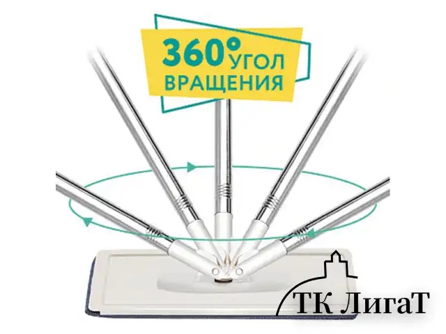 Швабра с отжимом и двухкамерным ведром 8 л/7 л, набор для уборки MILEY LIGHT, насадка 607751, 100-144