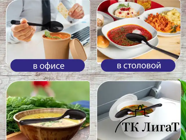 Ложка столовая одноразовая пластиковая 180 мм, черная, КОМПЛЕКТ 50 шт., ЭТАЛОН, БЕЛЫЙ АИСТ, 607836