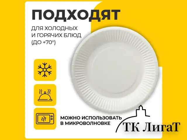 Тарелка одноразовая бумажная 180 мм, КОМПЛЕКТ 100 шт., БЮДЖЕТ, белая мелованная, LAIMA, 608083