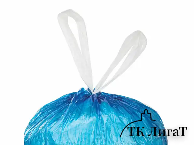 Мешки для мусора с завязками 35 л, синие, в рулоне 30 шт., ПНД 13 мкм, 48х52 см, ЛЮБАША, 608095