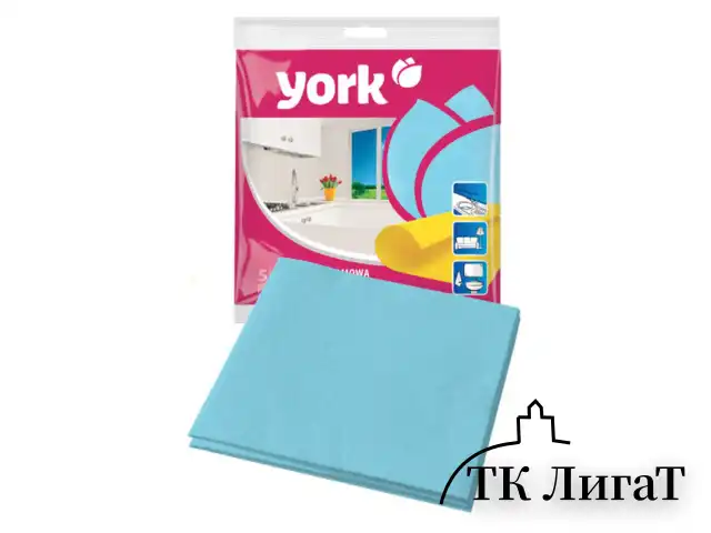 Салфетки ВИСКОЗНЫЕ универсальные, 35х35 см, КОМПЛЕКТ 5 шт., 85 г/м2, YORK, 20020