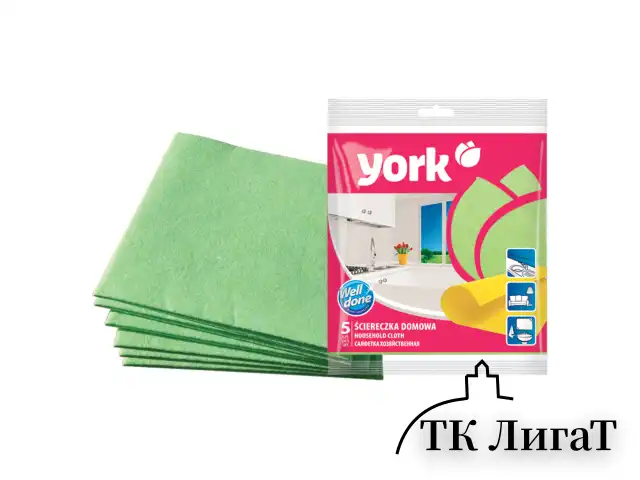Салфетки ВИСКОЗНЫЕ универсальные, 35х35 см, КОМПЛЕКТ 5 шт., 85 г/м2, YORK, 20020