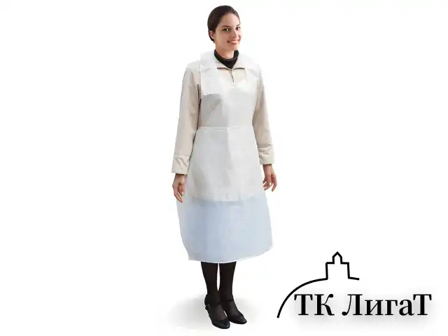 Фартуки полиэтиленовые, КОМПЛЕКТ 100 шт., одноразовые, размер 69 см х 107 см, плотность 14 мкм