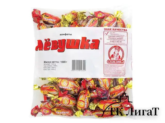 Конфеты шоколадные СЛАВЯНКА "Лёвушка", желейные со сгущенным молоком, 1000 г, пакет, 40664