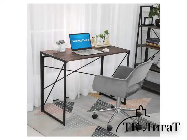 Стол на металлокаркасе BRABIX "LOFT CD-002", 1000х500х750 мм, складной, цвет морёный дуб, 641212