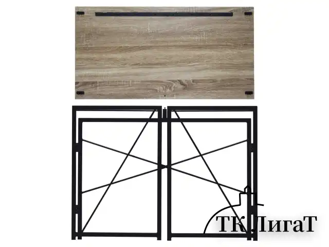 Стол на металлокаркасе BRABIX "LOFT CD-002", 1000х500х750 мм, складной, цвет дуб антик, 641213