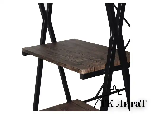 Стол на металлокаркасе BRABIX "LOFT CD-004", 1200х535х1110 мм, 3 полки, цвет морёный дуб, 641218