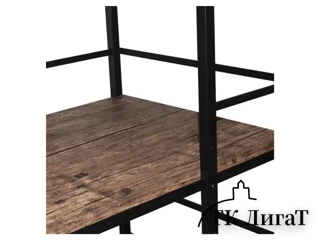 Стол на металлокаркасе BRABIX "LOFT CD-005", 1200х520х1200 мм, 3 полки, цвет морёный дуб, 641221