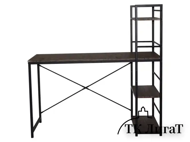 Стол на металлокаркасе BRABIX "LOFT CD-005", 1200х520х1200 мм, 3 полки, цвет морёный дуб, 641221
