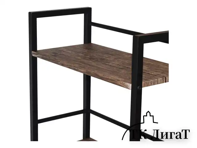 Стол на металлокаркасе BRABIX "LOFT CD-005", 1200х520х1200 мм, 3 полки, цвет морёный дуб, 641221