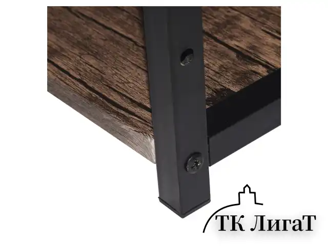 Стол на металлокаркасе BRABIX "LOFT CD-005", 1200х520х1200 мм, 3 полки, цвет морёный дуб, 641221
