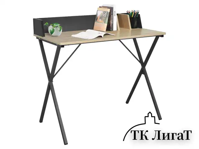 Стол на металлокаркасе BRABIX "LOFT CD-007", 800х500х840 мм, органайзер, комбинированный, 641227