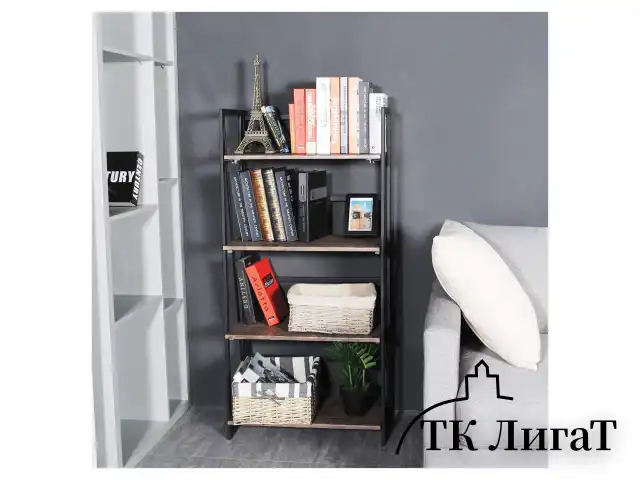 Стеллаж на металлокаркасе "BRABIX LOFT SH-001", 600х300х1250 мм, складной, цвет морёный дуб, 641228