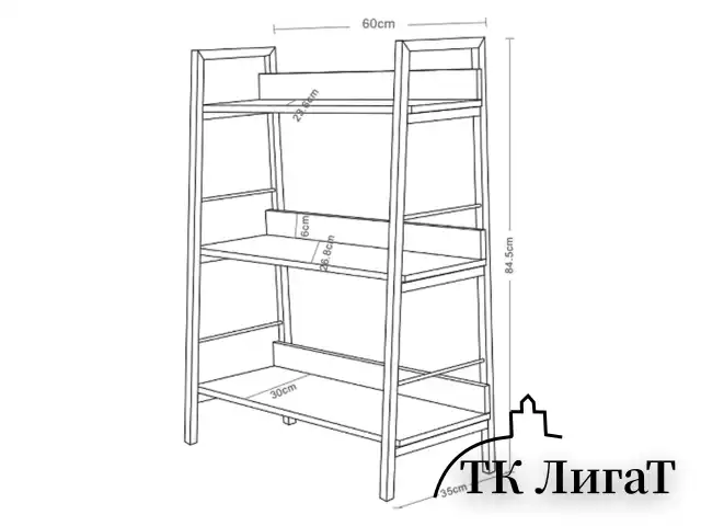 Стеллаж на металлокаркасе BRABIX "LOFT SH-002", 600х350х845 мм, цвет дуб натуральный, 641233