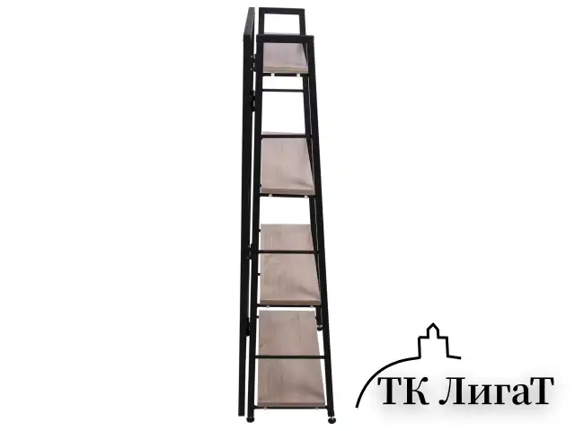 Стеллаж BRABIX "Smart SH-007", 605х295х1193 мм, ЛОФТ, трапеция, складной, металл/ЛДСП дуб, каркас черный, 641872
