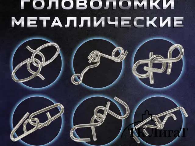 Головоломки металлические ЗОЛОТАЯ СКАЗКА (уровень сложности "ЭКСПЕРТ"), набор 6 штук, 662089
