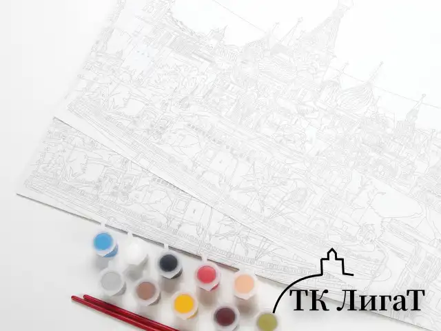 Картина по номерам А3, ОСТРОВ СОКРОВИЩ "Храм Василия Блаженного", акриловые краски, картон, 2 кисти, 663269