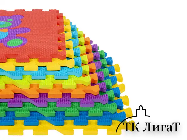 Коврик-пазл напольный 0,9х0,9 м, мягкий, "Игрушки", 9 частей 30х30 см, толщина 1 см, ЮНЛАНДИЯ, 646668, 664668