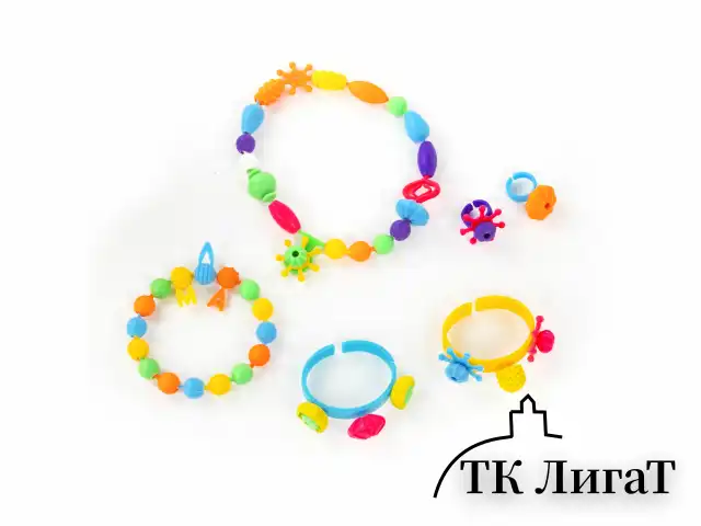 Конструктор POP-BEADS для творчества, игр и создания украшений, 150 бусин, основы для браслетов, колец, BRAUBERG KIDS, 664697