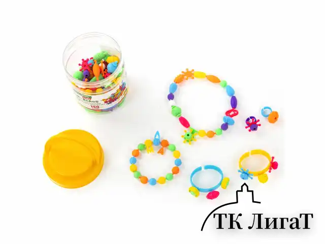 Конструктор POP-BEADS для творчества, игр и создания украшений, 150 бусин, основы для браслетов, колец, BRAUBERG KIDS, 664697