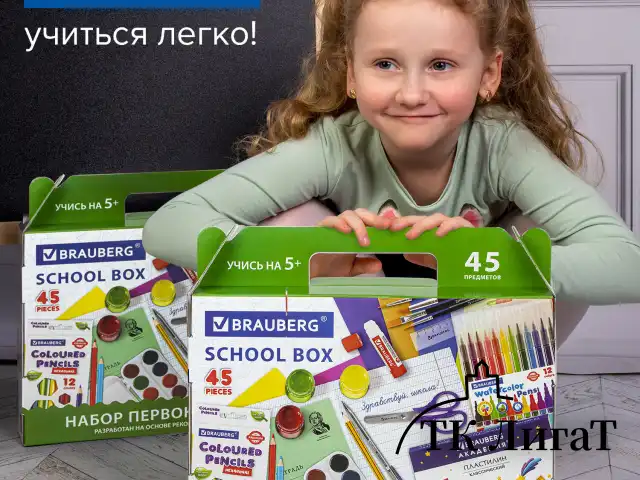 Набор школьных принадлежностей в подарочной коробке BRAUBERG "НАБОР ПЕРВОКЛАССНИКА", 45 предметов, 880122