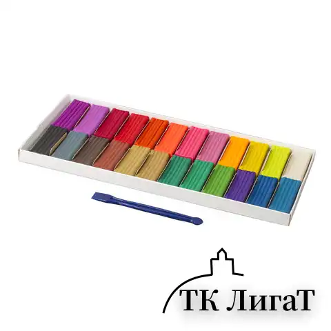 Пластилин классический BRAUBERG "АКАДЕМИЯ", 24 цвета, 480 г, со стеком, ВЫСШЕЕ КАЧЕСТВО, 105899