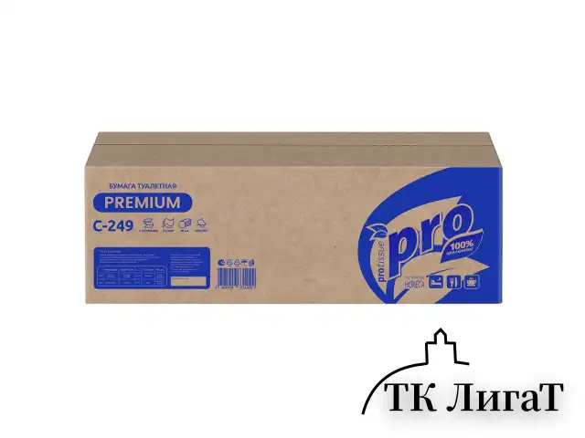 Бумага туалетная листовая 250 шт., PROtissue (T3) PREMIUM, 2-слойная, белая, 22,5х11 см, КОМПЛЕКТ 40 пачек, C249, С249