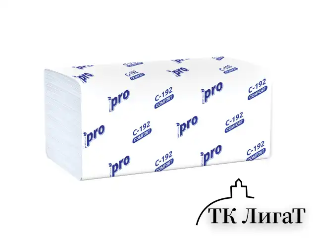 Полотенца бумажные 250 шт., PROtissue (H3) COMFORT, 1-слойные, белые, КОМПЛЕКТ 20 пачек, 22х21 см, V-сложение, С192, C192