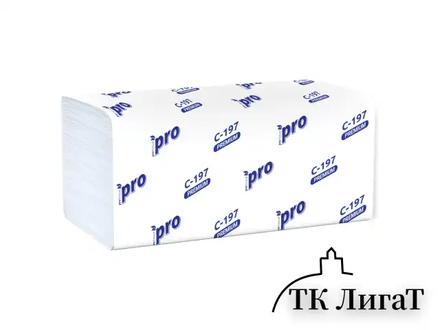 Полотенца бумажные 200 шт., PROtissue (H3) PREMIUM, 2-слойные, белые, КОМПЛЕКТ 20 пачек, 22х21 см, V-сложение, С197, C197