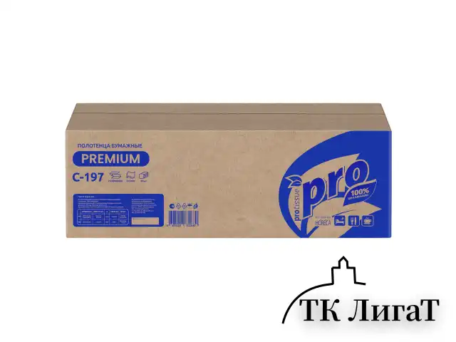 Полотенца бумажные 200 шт., PROtissue (H3) PREMIUM, 2-слойные, белые, КОМПЛЕКТ 20 пачек, 22х21 см, V-сложение, С197, C197