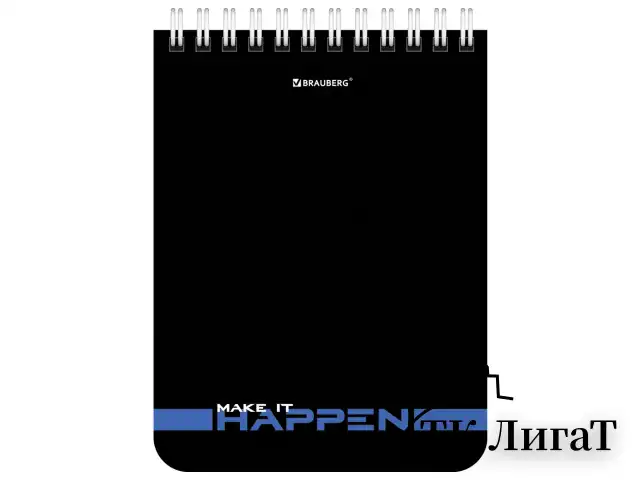 Блокнот МАЛЫЙ ФОРМАТ (108х145 мм) А6, 40 л., гребень, картон, клетка, BRAUBERG, "Black & notes", 114389