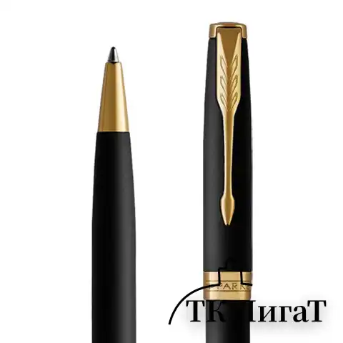Ручка шариковая PARKER "Sonnet Core Matt Black GT", черный матовый лак, позолота, черная, 1931519