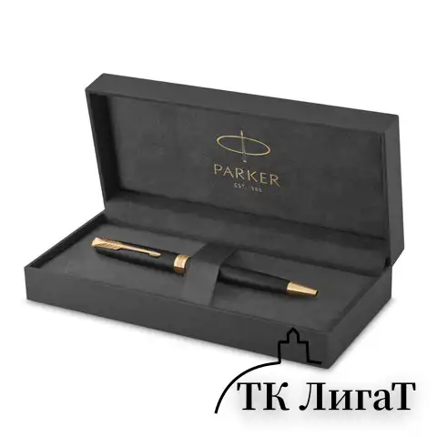 Ручка шариковая PARKER "Sonnet Core Matt Black GT", черный матовый лак, позолота, черная, 1931519