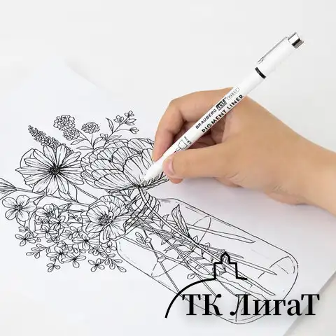 Капиллярные ручки линеры 9 шт., черные, 0,05-0,8 мм / Кисть S, BRAUBERG ART DEBUT, 143944
