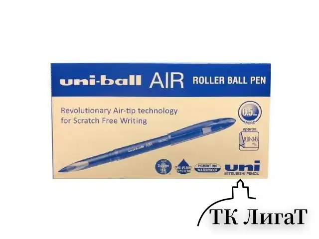 Ручка-роллер Uni-Ball "AIR Micro", СИНЯЯ, корпус черный, узел 0,5 мм, линия 0,24 мм, UBA-188-M BLUE