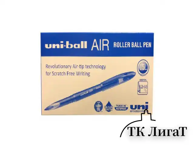 Ручка-роллер Uni-Ball "AIR Micro", СИНЯЯ, корпус голубой, узел 0,5 мм, линия 0,24 мм, 15951, UBA-188-E BLUE