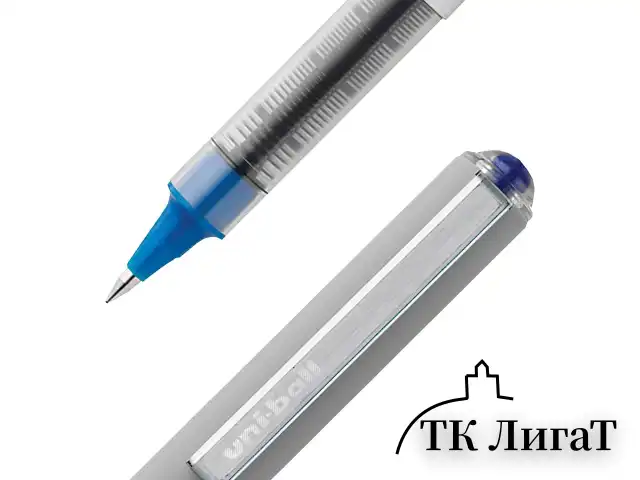 Ручка-роллер Uni-Ball Eye, СИНЯЯ, корпус серебро, узел 0,5 мм, линия 0,3 мм, UB-150 BLUE